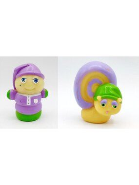 Vintage 1985 Glo Worm & Glo Snail Hasbro Playskool Lot of 2 Figures